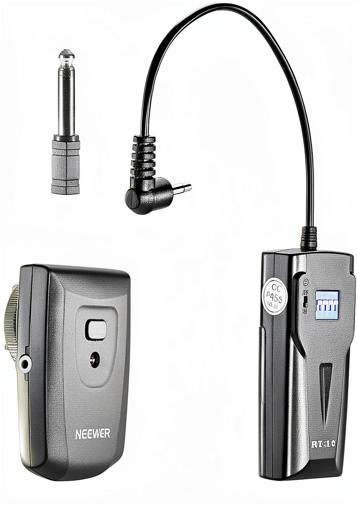 Photographer using Neewer wireless flash trigger in a studio setting