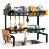 2 Tiers 4 Baskets Sink Dish Rack ARSTPEOE Metal Adjustable Organizer-0