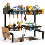 2 Tiers 4 Baskets Sink Dish Rack ARSTPEOE Metal Adjustable Organizer-0