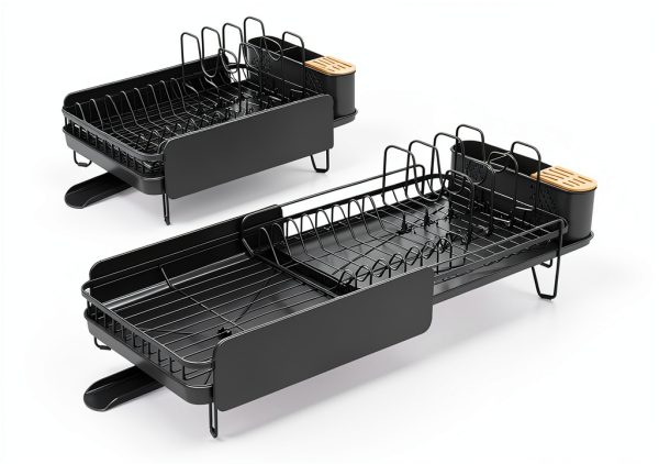 Large Dish Drying Rack SNTD Expandable Steel Black 19 to 29 in-2