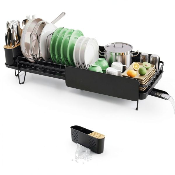 Large Dish Drying Rack SNTD Expandable Steel Black 19 to 29 in-7