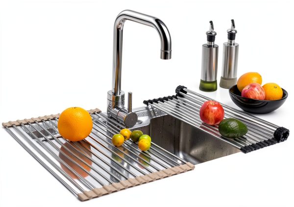 Roll up Dish Drying Rack Ahyuan Stainless Steel Black 17.8x11.8-4