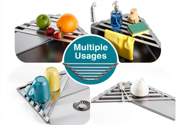 Triangular Dish Drying Rack COOL-ANGLE Aluminum Matte Gray 16x9.5in-3